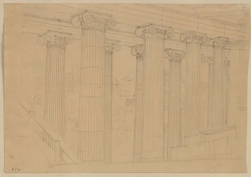 Berlin. Altes Museum przy Lustgarten. Widok z hali podczas budowy