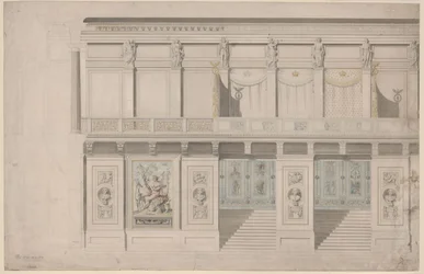 Berlin. Teatr na Gendarmenmarkt, sala koncertowa. Widok elewacji ściany podłużnej