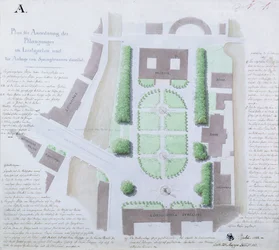 Przeprojektowanie Lustgarten, 1828 (toaleta i długopis i atrament na papierze)