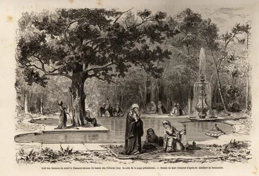 Klucz kobiet na seraju we Flamour-Javuzu (Smak Javuzu), w pałacu w Konstantynopolu (dzisiejszy Itamboul), Turcja, rysunek Karla Girardeta (1813-1871), ilustrujący wizytę w seraju w 1860 r. , przez anonimową kobietę. Grawerowanie w „