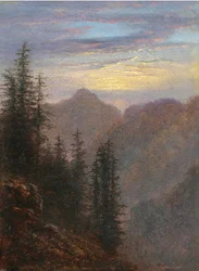 Widok na góry o zmierzchu
