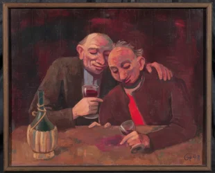 Dwóch mężczyzn pijących chianti