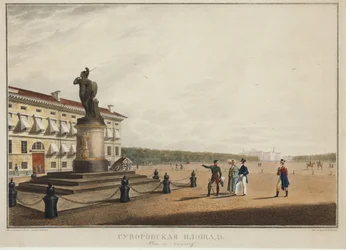 Plac Suworowa (Suworowa) w Sankt Petersburgu - Karl Pietrowicz Beggrov (1799-1875). litografia, akwarela