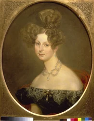 Portret księżniczki Frederique Charlotte Marie z Wirtembergii (1807-1873), wielkiej księżnej Heleny Rosji. (Portret Friederike Charlotte Marie z Wirtembergii, Wielkiej Księżnej Pawłowny Rosji). Obraz Karla Pavlovicha Briullova (Bryullov) (179