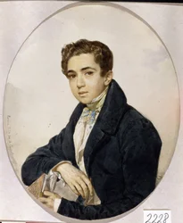 Portret księcia Grigorija Grigorievicha Gagarina (Grigori Gagarin) (1810-1893) (Portret księcia Grigorievicha Gagarina) - Grafika Karla Pavlovicha Briullova (Briullov) (1799-1852), akwarela i tusz na papierze