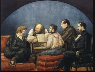 Kompozytor Michaił I Glinka i jego przyjaciele (Portret grupowy K Briulłowa, M Glinki, Y Yanenko, N Kukolnika)