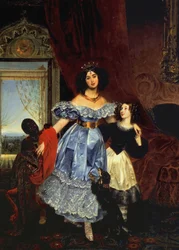 Portret hrabiny Julii Samojłowej z pasierbicą Amazillią Pacini i czarnoskórym chłopcem, 1832-1834