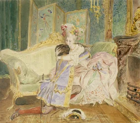 Spotkanie. Ilustracja do powieści Czarny Piotra Wielkiego autorstwa A. Puszkina, 1847-1849