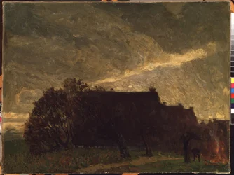"Wieś jesienią" (Wieś jesienią) Obraz Karla Wendla (1878-1937) 1903 Muzeum Sztuk Pięknych Mikalojus Konstantinas Ciurlionis, Kowno, Litwa