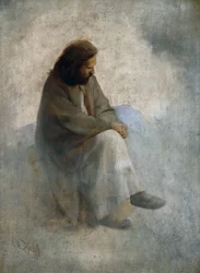 Autoportret jako Chrystus, Diefenbach, Karl Wilhelm (1851-1913). olej na płótnie