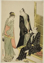 Aktorzy Onoe Matsuke I i Ichikawa Omezo I w herbaciarni