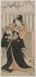 Aktor Iwai Hanshiro IV jako młoda kobieta z mieczem, 1791.
