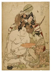 Tryptyk Edo, ok. 1743-1812 (drewno na papierze)