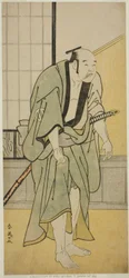 Aktor Asao Tamejuro I jako pijany Gotobei w sztuce Yoshitsune Koshigoe Jo, wystawionej w teatrze Ichimura w dziewiątym miesiącu 1790 r.