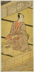 Aktor Ichikawa Monnosuke II jako Daidoji Tabatanosuke w sztuce "Mukashi Mukashi Tejiro no Saru" wystawionej w teatrze Ichimura w ósmym miesiącu 1792 r.