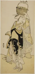 Aktor Ichikawa Yaozo III jako Shiragiku w sekwencji tanecznej "Shinobu Uri" w sztuce "Hatsuhana Mimasu Soga" wystawionej w teatrze Nakamura w pierwszym miesiącu 1785 r.