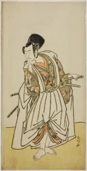 Aktor Ichikawa Yaozo II jako Sakura-maru w sztuce Sugawara Denju Tenarai Kagami, wystawionej w teatrze Ichimura w siódmym miesiącu 1776 r.