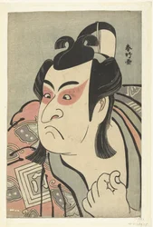 Popiersie aktora Ichikawy Monnosuke II w roli Soga no Goro.