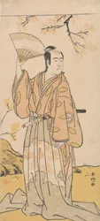 Aktor, III miejsce Sawamura Sojuro trzymający otwarty wachlarz, ca. 1779.