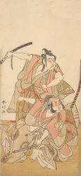 Aktor Ichikawa Yaozo II w roli Soga no Goro, ca. 1772.
