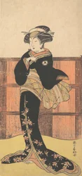 Czwarty Iwai Hanshiro jako kobieta w czarnym kimonie, ok. 1778