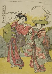 Akt ósmy: Podróż ślubna ze sztuki Chushingura (Skarb wiernych wiernych), ok. 1779-80 (kolorowy drzeworyt; chuban)
