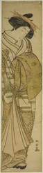 Kurtyzana ubrana w kimono w chryzantemy