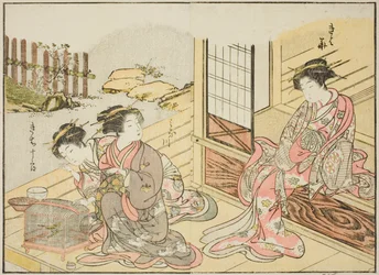 Kurtyzany Kagemanjiya, z książki „Zwierciadło pięknych kobiet z dzielnic przyjemności (Seiro bijin awase sugata kagami),” tom. 1