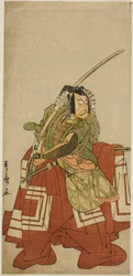 Aktor Ichikawa Danjuro V jako Arakawa Taro w spektaklu Nishiki Tsui no Yumitori, wystawiony w Teatrze Morita w jedenastym miesiącu, 1778