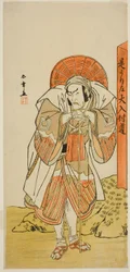 Aktor Ichikawa Danzo IV jako Kunii Kurando w przedstawieniu Nishiki Tsui no Yumitori, wystawiony w Teatrze Morita w jedenastym miesiącu 1778