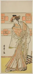 Aktor Ichikawa Monnosuke II jako duch zbuntowanego mnicha Seigena w sztuce Edo no Hana Mimasu Soga, wystawionej w teatrze Nakamura w drugim miesiącu, 1783