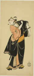 Aktor Ichikawa Raizo I jako Hanakapado no Sukeroku w sztuce „Hitokidori Harutsuge Soga”