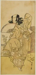 Aktor Ichikawa Yaozo III jako Kusunoki Uraminosuke przebrany za lisa z Tsukamoto (?), w sztuce Kumoi no Hana Yoshino no Wakamusha (?), wystawiony w Teatrze Nakamura (?) w jedenastym miesiącu 1786 (?)