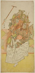 Aktor Ichimura Uzaemon IX jako wcielenie Króla Smoków w sztuce Saki Masuya Ume on Kachidoki, wystawionej w teatrze Ichimura w jedenastym miesiącu 1778 roku