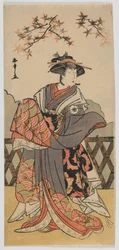 Aktor Iwai Hanshiro IV, okres Edo, koniec lat 80. XVIII wieku (kolorowy drzeworyt)