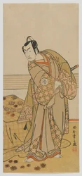 Aktor Matsumoto Koshiro IV, okres Edo, koniec lat 70. XVIII wieku (kolorowy drzeworyt)