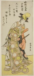 Aktor Nakamura Kojuro VI w Daisho no Mai (Taniec miecza), w sztuce Gion Nyogo, wystawiony w Teatrze Nakamura w dziesiątym miesiącu, 1786