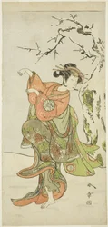 Aktor Nakamura Noshio I jako lisica z Furui, w sekwencji tanecznej (Shosagoto) w części drugiej sztuki Izu-goyomi Shibai no Ganjitsu (Pierwszy dzień występu w kalendarzu Izu), wystawiony w Teatrze Morita od pierwszego Dzień Jedenastego Pon