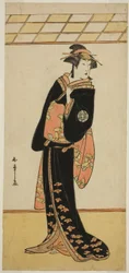 Aktor Nakamura Riko I jako Lady Manko (Manko Gozen) (?) w sztuce Soga Musume Choja (?), Wystawiony w Teatrze Nakamura (?) w pierwszym miesiącu, 1784 (?)