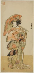 Aktor Nakamura Tomijuro I jako lisica z góry Ubagadake w sztuce „Chigo Torii Tobiiri Kitsune”, wystawionej w Teatrze Ichimura w jedenastym miesiącu 1777