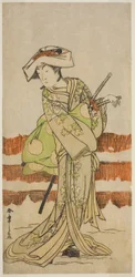 Aktor Onoe Kikugoro I jako Tonas w sztuce Kanadehon Chushin Nagori no Kura, wystawionej w Teatrze Nakamura w dziewiątym miesiącu, 1780