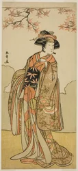 Aktor Osagawa Tsuneyo II jako Onoe no Mae w spektaklu Nishiki Tsui no Yumitori, wystawiony w Teatrze Morita w jedenastym miesiącu, 1778