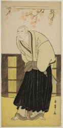 Aktor Otani Hiroji III jako mnich Izayoibo w sztuce Keisei Katabira ga Tsuji, wystawionej w Teatrze Ichimura w siódmym miesiącu, 1783