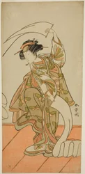 Aktor Segawa Kikunojo III jako kurtyzana Kisegawa w tańcu „Nuno Sarashi” w sztuce Hana-zumo Genji Hiiki, wystawiony w Teatrze Nakamura w jedenastym miesiącu, 1775