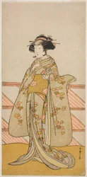 Aktor Yoshizawa Iroha I jako Tamamo no Mae (?) w sztuce Sakuya Kono Hana no Kaomise (?), wystawiony w Teatrze Nakamura (?) w jedenastym miesiącu 1776 (?)