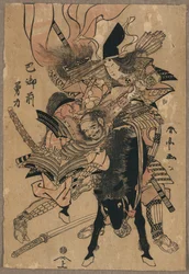 Potężny Tomoe Gozen, ok. 1810 r. (kolorowy drzeworyt)