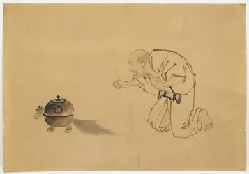 Ilustracja do „Czajnik Tanuki”, ok. 1850 (tusz i kolor na papierze)