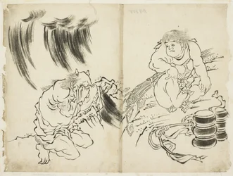 Personifikacja Storm z Kintaro i Weeping Oni, ok. 1815-1849 (tusz na papierze)