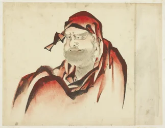 Daruma w czerwonej szacie, ok. 1815-1849 (tusz i kolor na papierze)