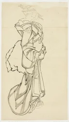 Chodząca kurtyzana (badanie), ok. 1815-1849 (tusz na papierze)
